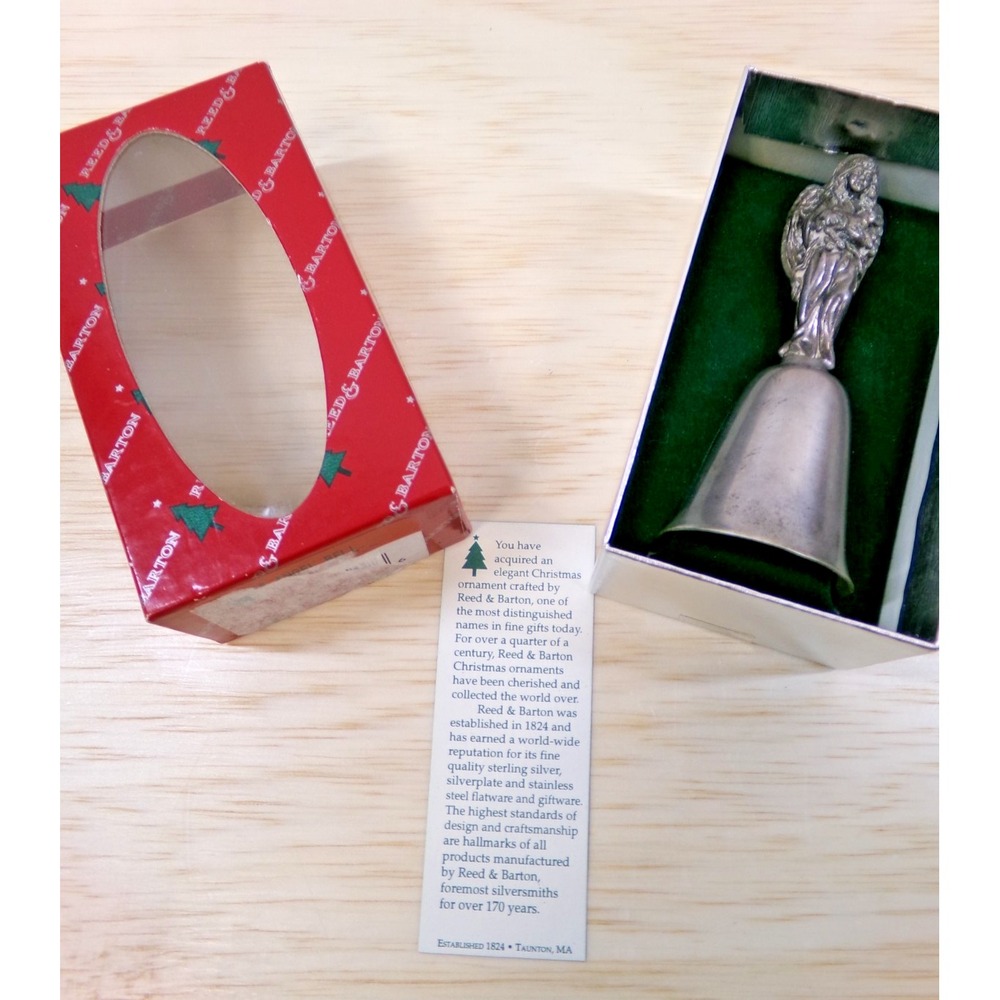 Reed & Barton Silver Plate 4" Christmas Bell with Angel in Original Box